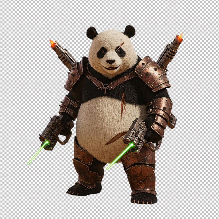 PSD cyberpunk panda warrior