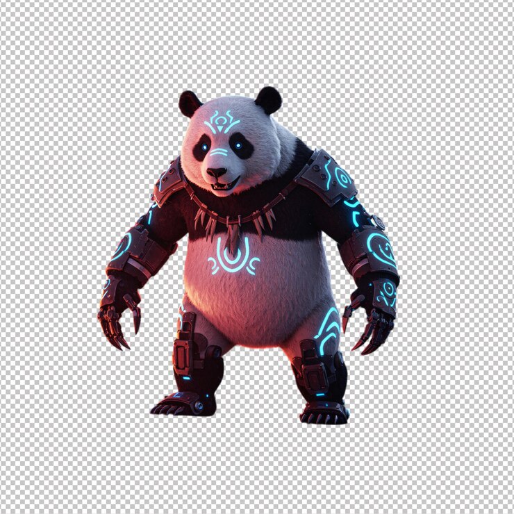 PSD cyberpunk panda warrior