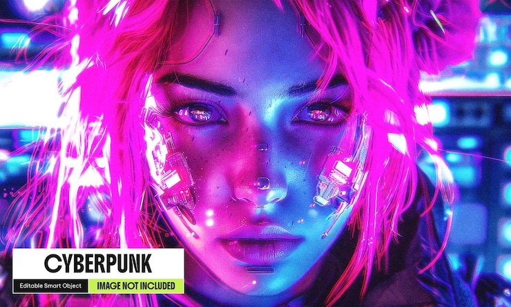PSD cyberpunk photo effect