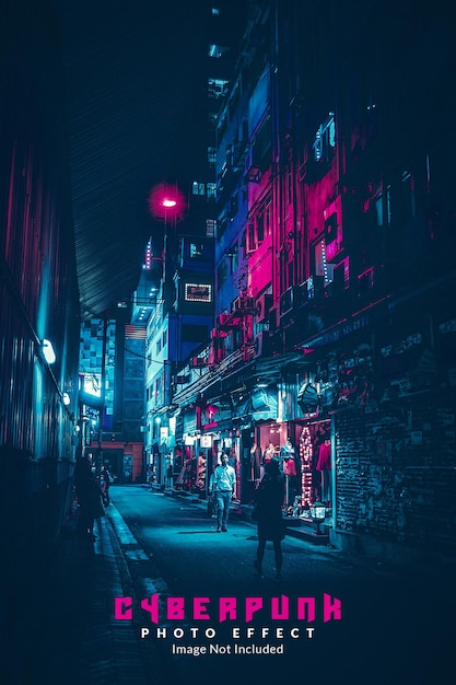 Modello di effetto foto poster cyberpunk