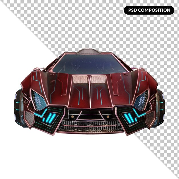 Cyberpunk supercar geïsoleerd 3d