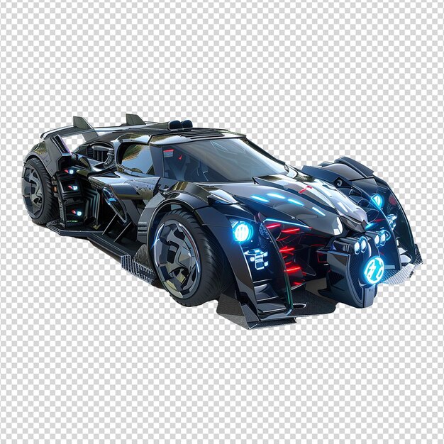 PSD cyberpunk supercar geïsoleerd op een transparante achtergrond