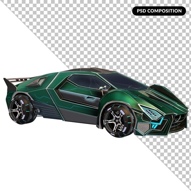 PSD cyberpunk supercar isolated 3d