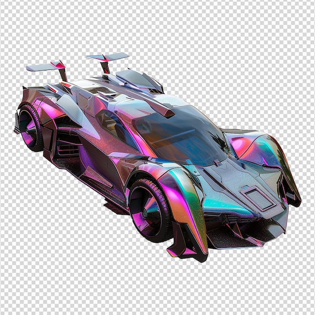 PSD cyberpunk supercar isolated on transparent background