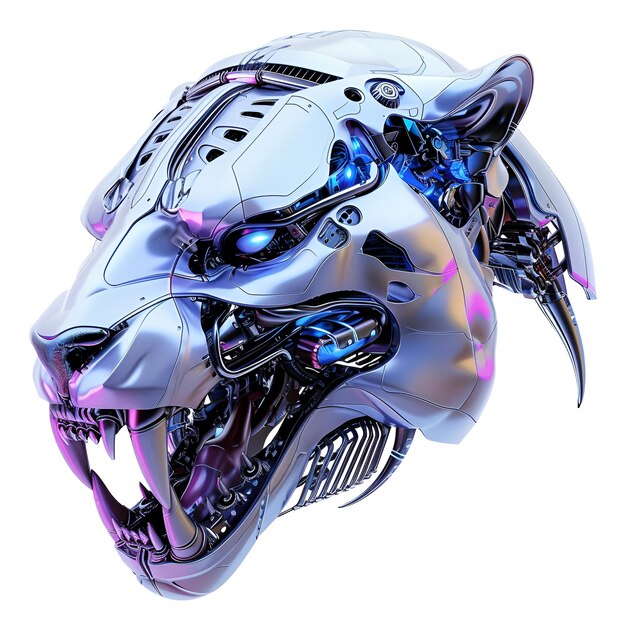 PSD cyberpunk tiger skull cutout