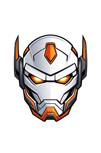 Cyborg head mascot isolated on transparent background