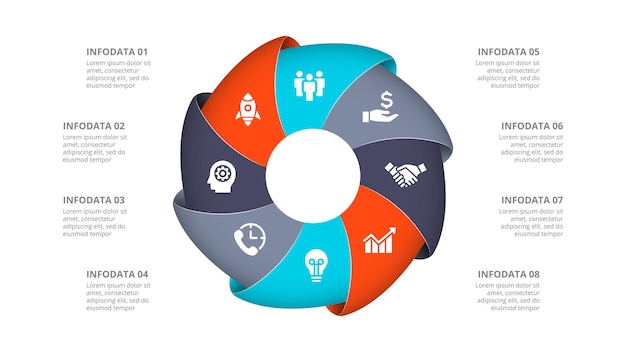 cycle diagram with 8 options or steps slides for business presentation abstract infographics