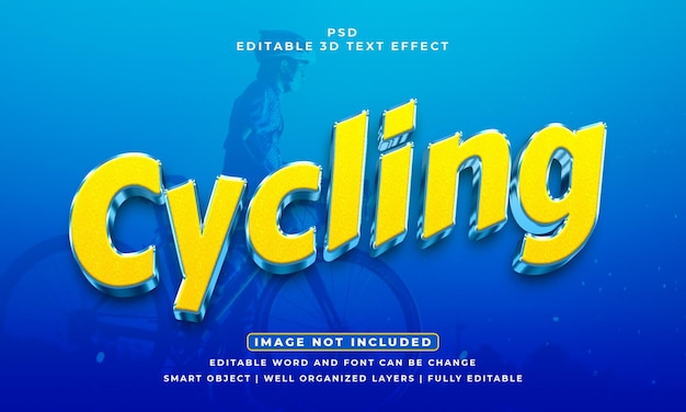 Ciclismo effetto di testo psd modificabile 3d con sfondo