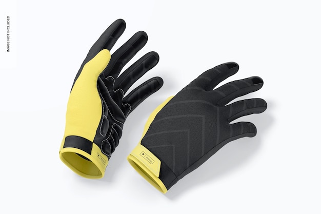 PSD cycling gloves mountain mockup, perspective