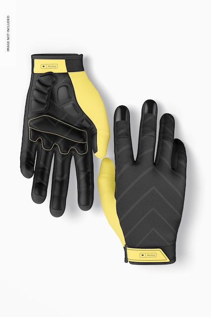 cycling gloves mountain mockup, top view