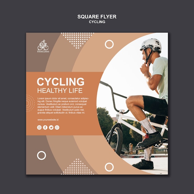 Cycling healthy life square flyer