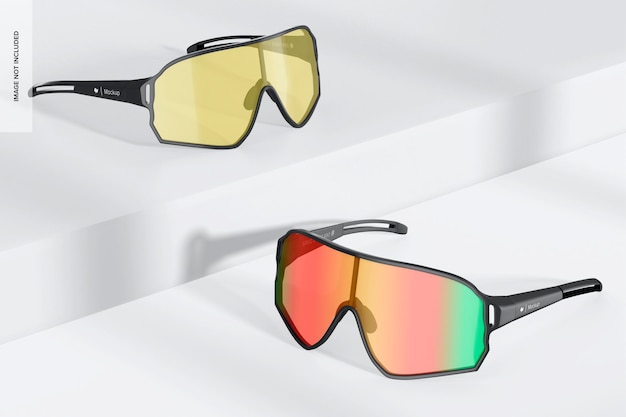 Cycling Sunglasses on Podiums Mockup