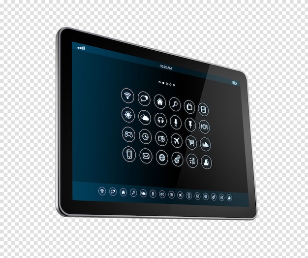 PSD cyfrowy tablet pc z interfejsem ikon aplikacji
