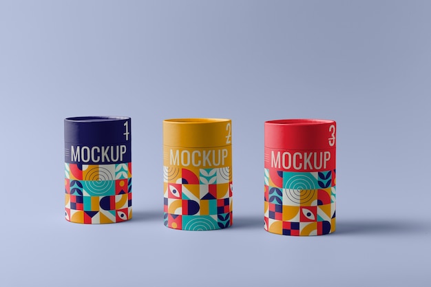 Cylinder box design mockup