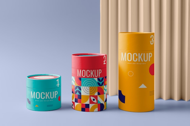 PSD cylinder box design mockup