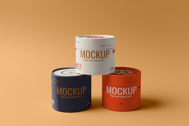 Cylinder box design mockup