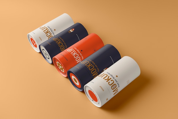 PSD cylinder box design mockup