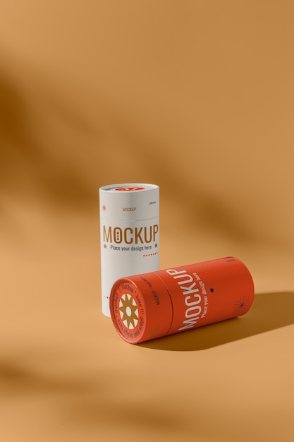 Cylinder box design mockup