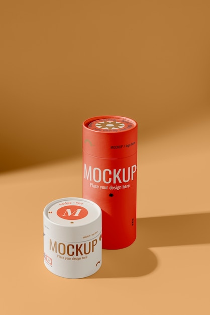 PSD cylinder box design mockup