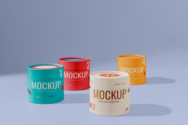 PSD cylinder box design mockup