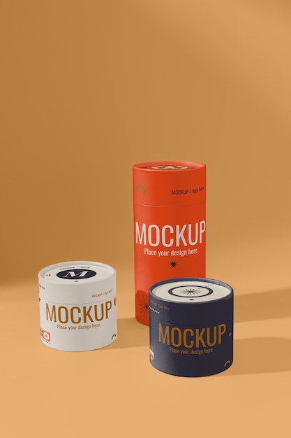 PSD cylinder box design mockup