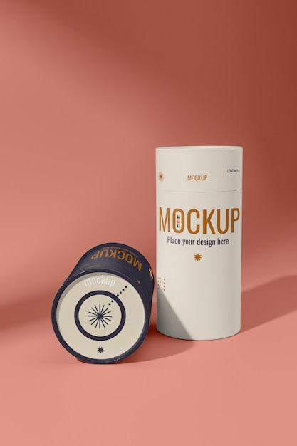 PSD mockup di design della scatola del cilindro