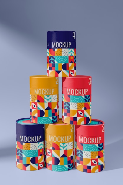 PSD cylinder box design mockup