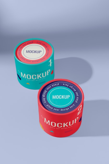 PSD cylinder box design mockup