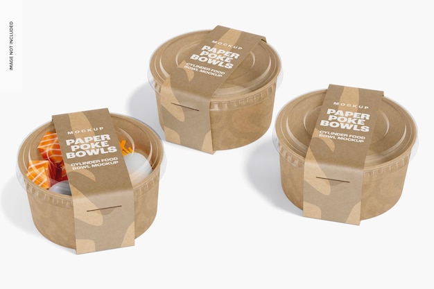 Cylinder food bowl set mockup