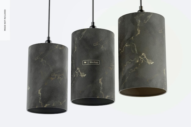 Cylinder Pendant Lamps Mockup, Low Angle View