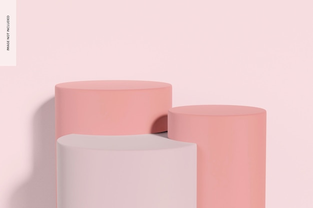 PSD cylinder pink podium set mockup