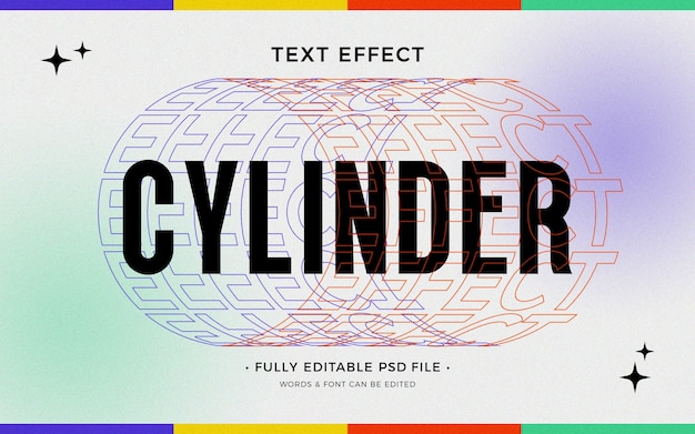 PSD cylinder text effect