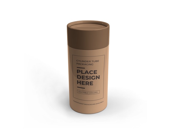 PSD cilindro tubo packaging design mockup isolato