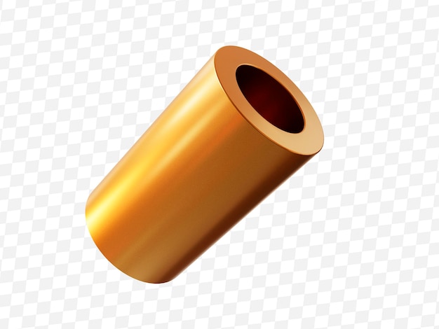 Cylinder w kształcie 3D z otworem w złotym kolorze Metalowa prosta figura do twojego projektu na izolowanym bg