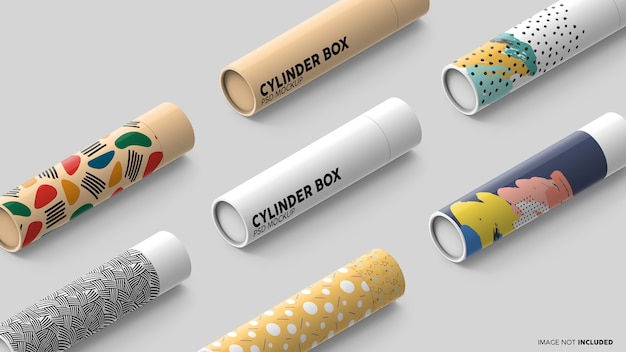 Cylindrical box mockup collection scene