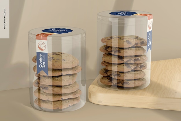 Cylindrical Cookie Jars Mockup Perspective