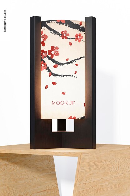 PSD cylindrical japanese paper lamp mockup, front view