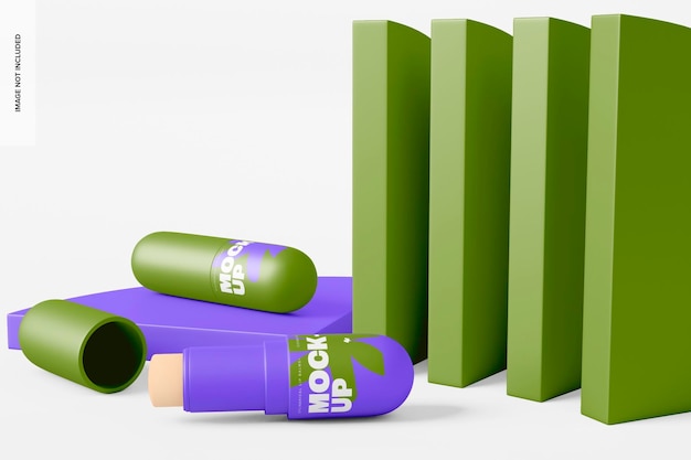 PSD cylindrical lip balms mockup