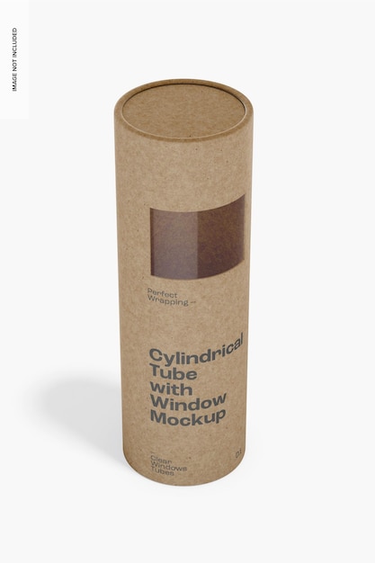 PSD cylindrical tube with window mockup, perspective