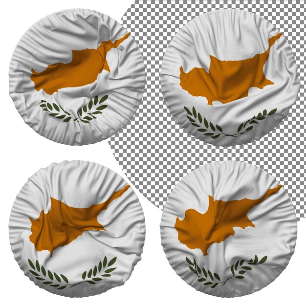 Cyprus flag round shape isolated different waving style bump texture 3d rendering