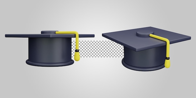Czapka dyplomowa na przezroczystym tle Renderowanie 3D