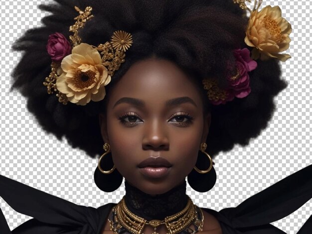 PSD czarna afrykańska kobieta reprezentuje piękno