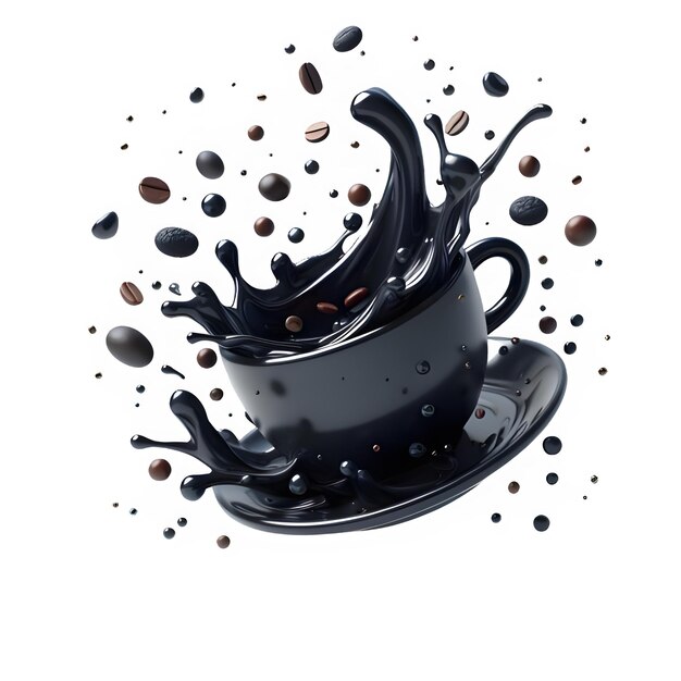 PSD czarna kawa splash psd