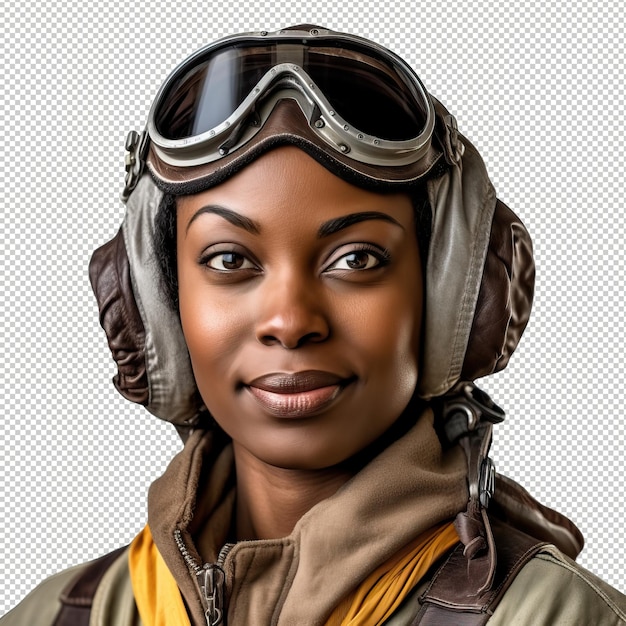 PSD czarna kobieta pilot psd przezroczyste białe izolowane tło
