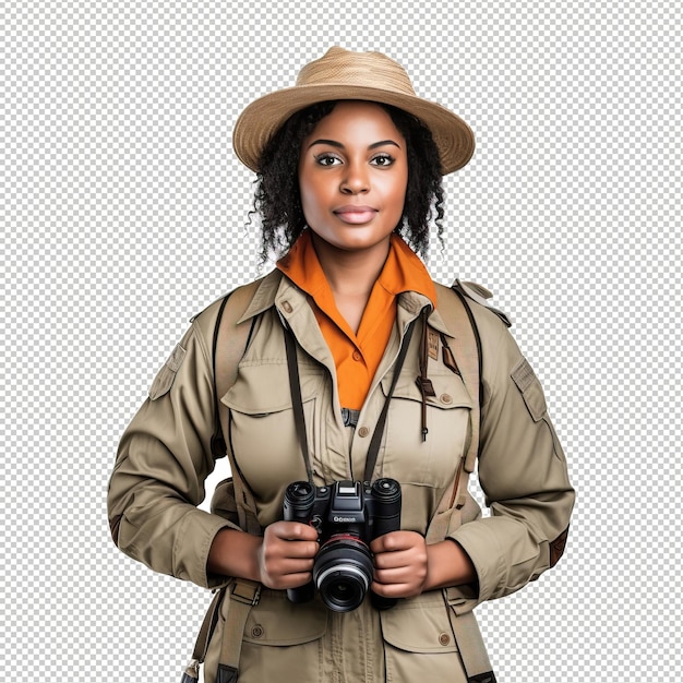 PSD czarna kobieta zoolog psd przezroczyste białe izolowane tło
