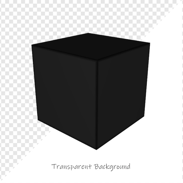 Czarna kostka 3D na przezroczystym tle