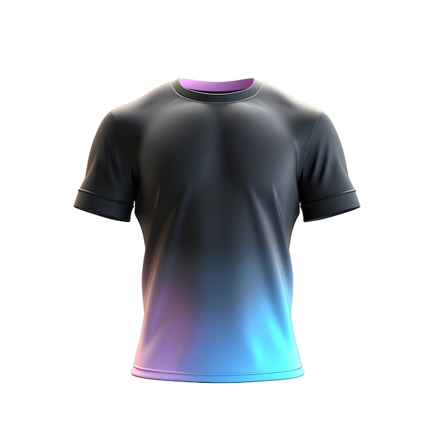 PSD czarna koszulka z tęczowym gradientem z przodu w izometrycznym stylu