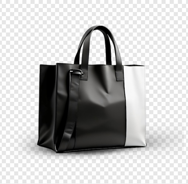 PSD czarna torba do zakupów z tkaniny izolowana na przezroczystym tle
