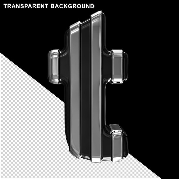 PSD czarna ze srebrnymi pionowymi paskami litera t