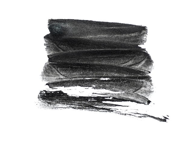 PSD czarne abstrakcyjne pociągnięcia pędzla i rozpryski farby na papierze kaligrafia sztuki grunge przezroczysta